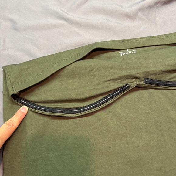 NWT Torrid Foxy Twist Olive Green Strapless Ruched Cotton Blend Stretch Tube Top - Picture 6 of 8